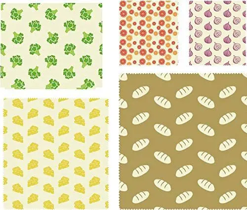 Produktbild: Nuts Bienenwachstücher für Lebensmittel I Universal 5er Set I Wiederverwendbar I Beeswax Wrap I Bienenwachstuch I Alternative zur Frischhaltefolie