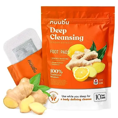 Produktbild: Nuubu Ginger Detox Fußpflaster (1-pack) für Stressabbau & Tiefschlaf 100% natürliche Fußpads mit Bambusessig und Ingwerpulver zur Entfernung von Giftstoffen und Reinigung des Körpers