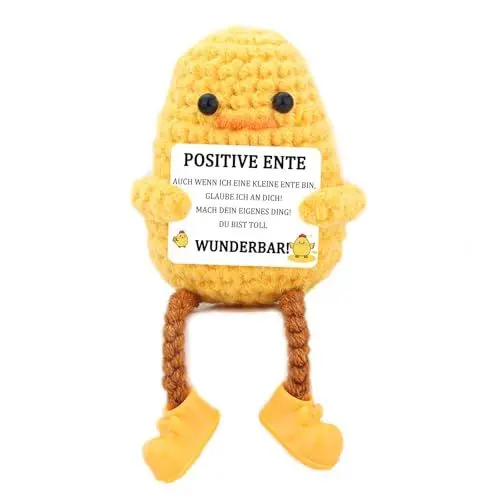 Produktbild: NUUOTP Pocket Hug Positive Ente Gehäkelte Kreative Strickwolle Ente Puppe Glücksbringer Geschenke Duck Mutmacher Geschenk Gute Besserung Geschenk Positive Duck Plush Mut Mach Geschenke
