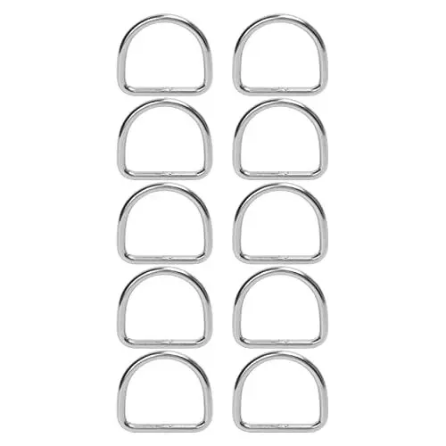 Produktbild: Nuvollo 10 Stück D-Ringe, 316 Edelstahl D-Ring nahtlos geschweißt Bootszubehör für Hardware Taschen Ring Hundeleinen Hand DIY (50 * 47 * 6MM)