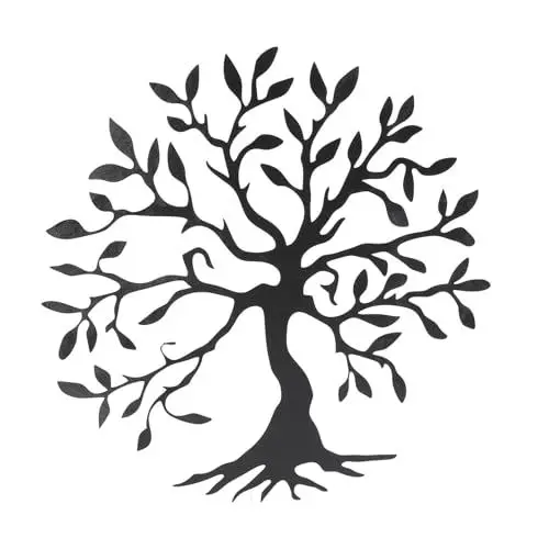 Produktbild: Nuvollo Baum des Lebens Metallwandkunst zum Aufhängen, schwarzes Familienbaum-Wandschild für Wohnzimmer, Schlafzimmer, Heimdekoration