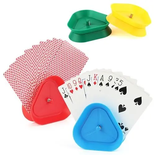 Produktbild: NVIYAM 4 Stück Kartenhalter Kinder, Spielkartenhalter Kinder Kartenhalter Spielkarten Sicherer Halt, Freisprech Karten Halterung Spielkarten Aufbewahru für Senioren und Kinder, Kartenständer