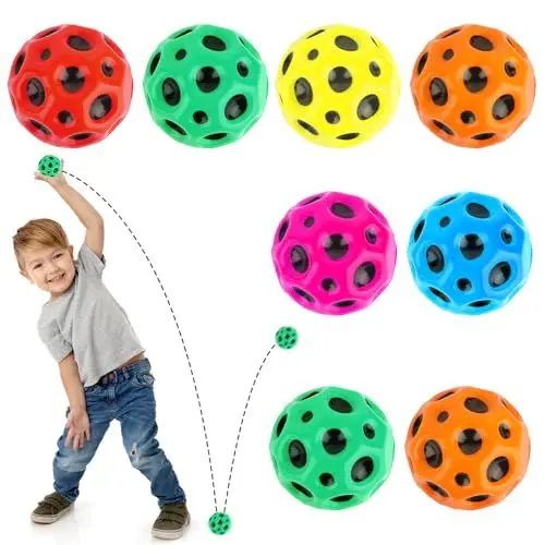 Produktbild: NVIYAM 8 Stück Ball, Moon Ball Hohe Springender, 7cm Spaceball Leicht zu greifen und zu fangen, Galaxy Ball EIN Knallendes Geräusch, Lava Springball Toy