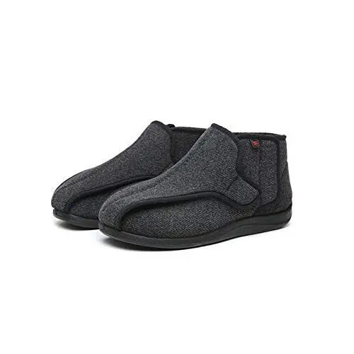 Produktbild: Nwarmsouth Arthritis Ödem Wide Fit Hausschuhe,Plus rutschfeste Fußschuhe aus Samt, verstellbare Diabetikerschuhe-44_Schwarzgrau,Hausschuhe für zu Reha