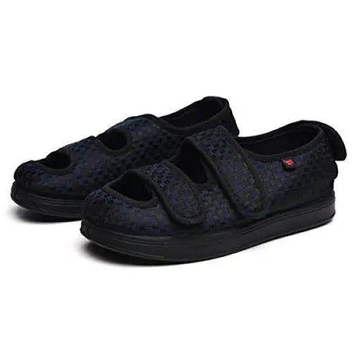 Produktbild: Nwarmsouth Geschwollene Füße Schuhe Pantoffeln,Daumen Valgus Rehabilitationsschuhe, lose Stoffschuhe für ältere Menschen - 48_dunkel blau,Diabetiker Hausschuhe Arthritis Ödem