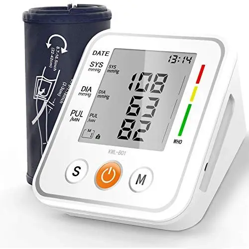 Produktbild: NWOUIIAY Blutdruckmessgerät Oberarm Digital Vollautomatisch Blutdruckmessgerät und Pulsmessung Blutdruckmessung mit Arrhythmie Anzeige LCD Display 2x99 Dual-User-Modus 22-42cm Große Manschette Weiß