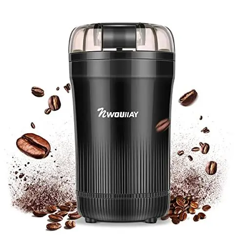 Produktbild: NWOUIIAY Kaffeemühle Elektrische 150W 200ML Tragbare Elektrische Kaffeebohnen und Gewürzmühle für Kaffeebohne Leinsamen Nuss Gewürze Getreide