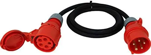 Produktbild: NWP CEE-Verlängerung 2m 400V 16A, Schwarz, IP44 5x2,5 mm² H07RN-F - Gummischlauchleitung, Verlängerungskabel für Baustelle, Industrie, Außenbereich