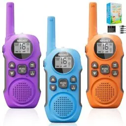 Produktbild: NXGKET Walkie Talkie 3er Set Aufladbar für Erwachsene Kinder Funkgerät, Spielzeug für MäDchen Jungen Ab 3 Jahre, Große Reichweite 3km Walki Talki mit Li-ion Akku für Freien, Camping, Wandern