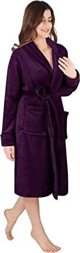 Produktbild: NY Threads Morgenmantel Damen Fleece Plüsch Weich Bademantel Nachtwäsche Hausmantel (Groß, Pflaume)