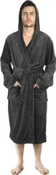 Produktbild: NY Threads Morgenmantel für Männer mit Kapuze, Kuschelig weich, Loungewear und Nachtwäsche (Dunkelgrau, Groß)