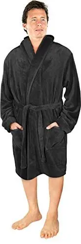 Produktbild: NY Threads Schalkragen-Morgenmantel für Männer, Kuschelig weich, Loungewear und Nachtwäsche (Groß, Grau)