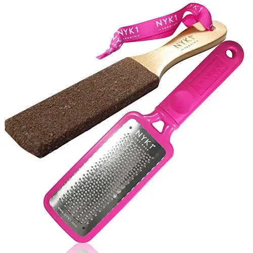 Produktbild: NYK1 Pink MEGAFILE Fußfeile Pediküre Reibe DIE ORIGINAL plus NYK1 GEBOGEN SMOOTHIE Foot Grind Limited Edition Combo Super Sharp Extra große Micro Blades Hornhautreibe - entfernen Raue Haut in Sekunden