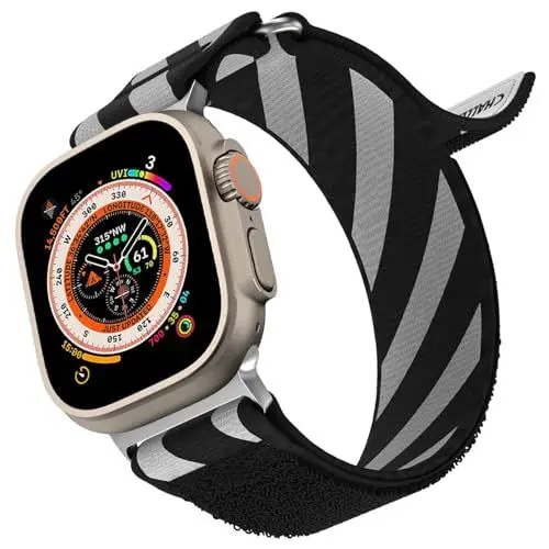 Produktbild: Nylon Armband Kompatibel Mit Apple Watch Ultra 2 49mm 46mm 45mm 44mm 42mm 41mm 40mm 38mm,Nylon Sport Einstellbar Armbänder für iWatch Series Ultra Ultra 2 SE 10 9 8 7 6 5 4 2 3 1 Herren Damen