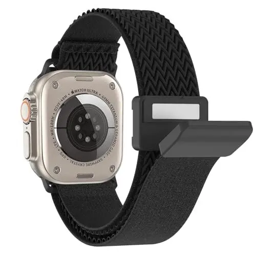Produktbild: BOJYS Nylon Armband für Apple Watch 42mm 41mm 40mm 38mm, Ersatzarmband Magnetschnalle Wellenmusterung Solo Loop Nylon Sport Armband für iWatch SE Series 10 9 8 7 6 5 4 3 2 1
