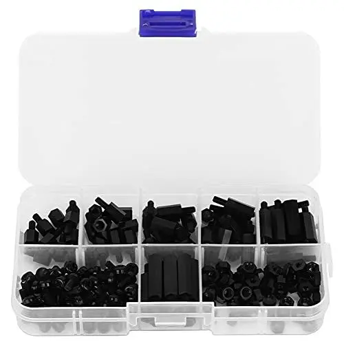Produktbild: Nylon-Befestigungsschraube, M3-Nylonschrauben und -muttern Mehrzweck-Hochpräzisions-180-teilig für die Kommunikation für die Elektronik (Schwarze M3-Nylonschrauben, 180