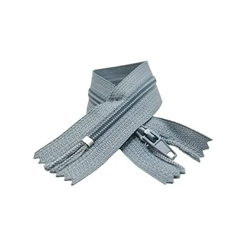 Produktbild: Nylon-Reißverschlüsse, Nr. 3, erhältlich in 24 Farben und Größen, Reißverschluss zum Nähen, Reißverschluss zum Nähen auf Kleidung, Reißverschlüsse zum Nähen, (10 Einheiten-16 cm, Grau)