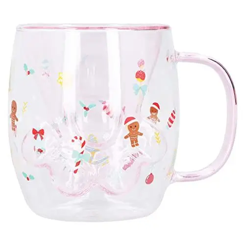 Produktbild: NYSUZHOUJI 250 ml Glasbecher, Borosilikatglas-Tasse, Katzen-Glastasse, Kaffeetasse, Teetasse, doppelwandiges Glas, süße Pfoten-Tasse, Milchbecher