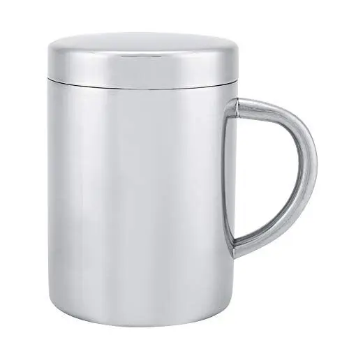 Produktbild: NYSUZHOUJI Doppelwandige Metallbecher aus Edelstahl mit Deckel, isolierte Becherbecher, Kaffee-Edelstahlflasche für Outdoor-Camping (Groß)