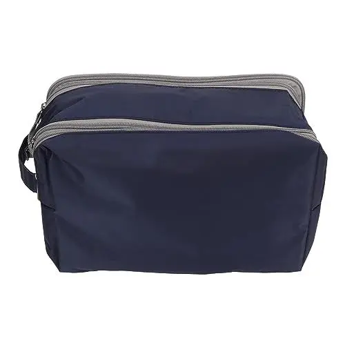 Produktbild: Marineblaue Reise-Kulturtasche für Herren aus PVC für Kosmetikzubehör, Badezimmer, Rasierutensilien, tragbare Tasche für die Reise