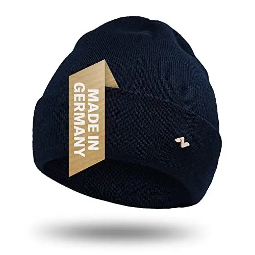 Produktbild: NYTTED® Merino Mütze Herren & Damen | 100% feinste Merinowolle | warm, weich & Strechy | Wollmütze Herren & Damen | Wintermütze Herren & Damen | Strickmütze für Herren & Damen | Merino Herren | Navy