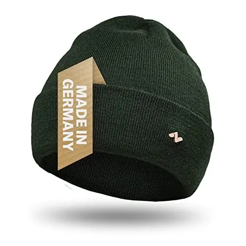 Produktbild: NYTTED® Merino Mütze Herren & Damen | 100% feinste Merinowolle | warm, weich & Strechy | Wollmütze Herren & Damen, Wintermütze Herren & Damen, Strickmütze für Herren & Damen, Merino Herren | Olivgrün