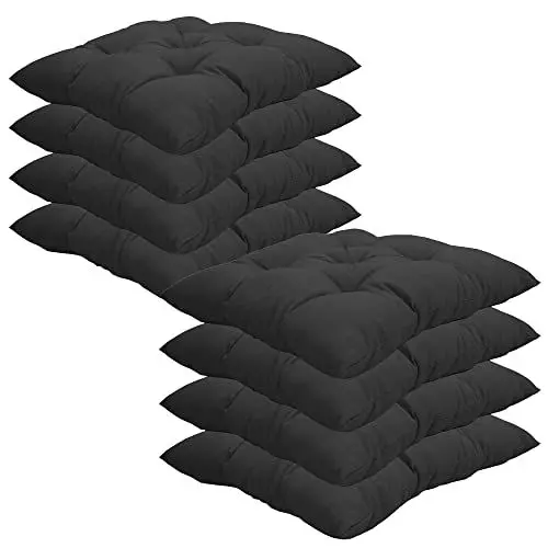 Produktbild: NYVI Stuhlkissen 38x38 cm ComfySeat Anthrazit 8er Set - Sitzkissen mit 6 cm Comfort Sitzpolster - Indoor & Outdoor - Gartenstuhlkissen aus Baumwoll-Mischgewebe - ÖkoTex 100