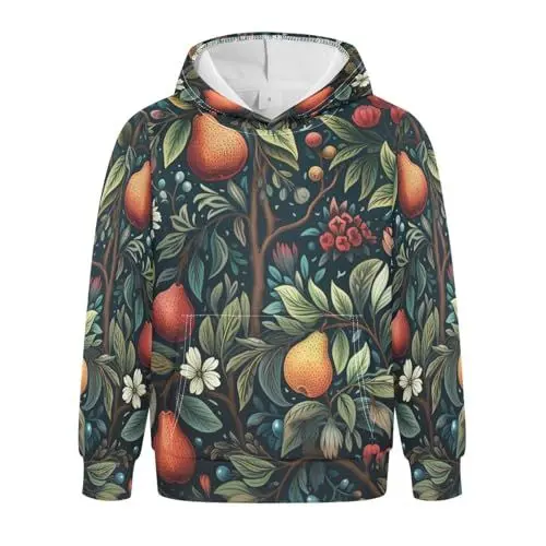 Produktbild: NYYYTTTEU Aquarell Pflaumenbäume Bequemes Kinder-Kapuzensweatshirt mit 3D-Druck für Mädchen und Jungen