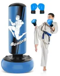 Produktbild: NZQXWJXZ Boxsack Stehend 165cm Aufblasbarer Boxsack Kinder mit Boxhandschuhen zum Üben von MMA Karate Taekwondo und zum Abbau von aufgestauter Energie