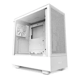Produktbild: NZXT H5 Flow - CC-H51FW-01 - Premium ATX Mid-Tower PC Gaming Gehäuse - Airflow Mesh Front - Seitenteil Aus Gehärtetem Glas - Extra GPU Lüfter - Wasserkühlung Ready - USB C - Weiß