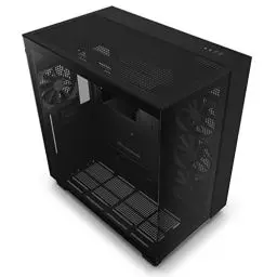 Produktbild: NZXT H9 Flow - CM-H91FB-01- Dual-Chamber ATX Mid-Tower PC-Gaming-Gehäuse - High-Airflow-perforiertes Top-Panel - Front- und Seitenteile aus gehärtetem Glas - 360mm Radiator Unterstützung - Schwarz