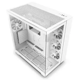 Produktbild: NZXT H9 Flow - CM-H91FW-01 - Dual-Chamber-ATX Mid-Tower PC-Gaming-Gehäuse - High-Airflow-perforiertes Top-Panel - Front- und Seitenteile aus gehärtetem Glas - 360-mm Radiator Unterstützung - Weiß