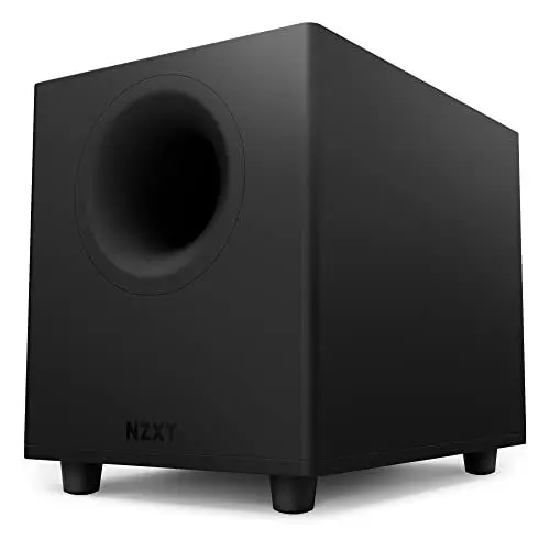 Produktbild: NZXT Relay PC-Gaming-Desktop-Subwoofer – AP-SUB80-EU - 140 Watt – Tiefer, kraftvoller Bass – Nach unten abstrahlender 6,5“-Treiber – Drehregler für Crossover und Phase – Schwarz