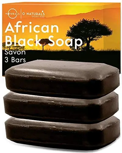 Produktbild: O Naturals 3x Afrikanische Schwarze Seife/African Black Soap 342g - Natürlich, 100% Vegan & Bio-Zutaten -Feuchtigkeitsspendende Afrikanische Seife Schwarz/Black African Soap