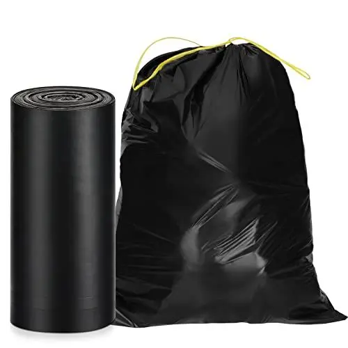 Produktbild: O2frepak Große Müllbeutel 35L mit Zugband,Schwerlast Müllsäcke,Müllsäcke Extra Stark, Stabile Schwarze Müllsäcke,Schwerlastsäcke Abfallsäcke, Garbage Trash Bags (45x50cm,100 Stück)