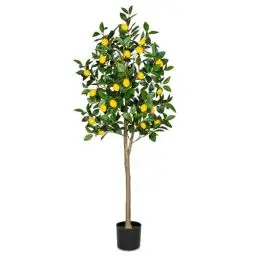 Produktbild: Oairse 150cm Kunstpflanzen Groß Zitronenbaum Kunstpflanze Zitronenbaum Groß im Topf Künstlicher Baum für drinnen und draußen, Moderne Dekoration, Dekoration Badezimmer Wohnzimmer Schlafzimmer Balkon