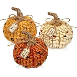 Produktbild: Oairse 3er-Set Künstlicher Kürbis aus Kunstharz, Herbstdeko für Halloween für Halloween DIY-Herbstdekorationen, Herzstück für Herbsthochzeit, Herbst-Wohnkultur, Thanksgiving-Dekoration