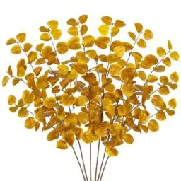 Produktbild: Oairse 6er-Set Künstliche Eukalyptus Pflanzen, Kunstpflanzen Dekoration Eukalyptus, Thanksgiving Heimdekoration Indoor Outdoor Dekoration für Hausgarten Hochzeit Kamin Party, Erntedankfest, Gelb