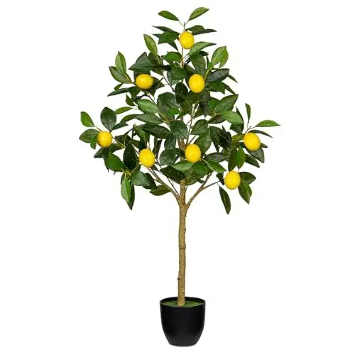 Produktbild: Oairse 90cm Kunstpflanzen Groß Zitronenbaum Kunstpflanze Zitronenbaum Groß im Topf Künstlicher Baum für drinnen und draußen, Moderne Dekoration, Dekoration Badezimmer Wohnzimmer Schlafzimmer Balkon