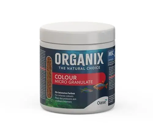 Produktbild: OASE ORGANIX Micro Colour Granulate 250 ml, rot- Fischfutter in Granulatform, Aquarienfutter für kleinere Fischarten, Stärkung der Farbenpracht