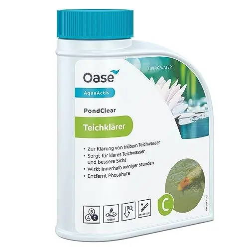 Produktbild: Oase 43140 AquaActiv PondClear, 500 ml - biologischer Wasserklärer, wirkt gegen feine, nicht filtrierbare Verunreinigungen sowie Phosphate und Schwermetallverbindungen in Teichen