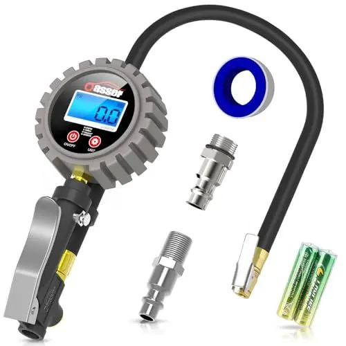 Produktbild: Oasser Digitaler Reifendruckmesser Reifenfüller 255 PSI Reifendruckmesser Digitaler Reifendruckprüfer US&EU Standard Anschluss Reifendruckmessgerät für Auto Motorrad Fahrrad