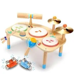Produktbild: OATHX Spielzeug für Kinder aus Holz Musikspielzeug Trommel 11 in 1 Musik Kinderspielzeug Musikinstrumente für Kinder ab 2 Jahr Montessori Baby Toys 3 4 5 Geschenke für Mädchen Jungen Schlagzeug