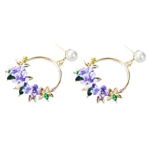 Produktbild: OATIPHO 1 Paar Perlenohrringe Ohrringe Perle Perlenanhänger trendige Ohrringe Diamantohrringe für frauen Perlenohrstecker perlenohringe pearl ohrringe blumendeko perlenschmuck Violett