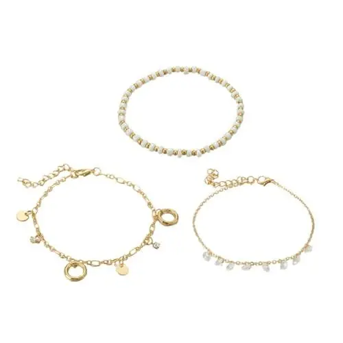 Produktbild: OATIPHO 1 Satz 3 Stück Fußkettchen für Frauen kreisförmige Fußkette Elegante Brotkette Fußkette Schmuck damenschmuck frauenschmuck Anklet fußkettchen für Damen Anmutiges Fußkettchen Golden