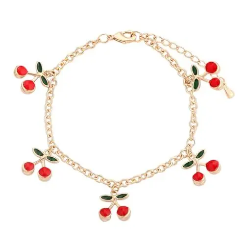 Produktbild: OATIPHO Damenarmband Kreatives Armband-handdekor Freundschaftsarmbänder Fruchtzauber Handschmuck Modischer Handkettenschmuck Kirscharmband Für Damen Kettenfrauen Kirsch-charme Rot