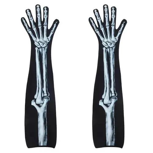 Produktbild: OATIPHO Halloween Skelett Handschuhe Skelett-Todeshandschuhe Halloween-Geisterhandschuhe Skelett-Handschuhe Schwarz Für Halloween-Kostüm-Zubehör Gruselige Party-Requisiten Skeleton Arm Sleeve