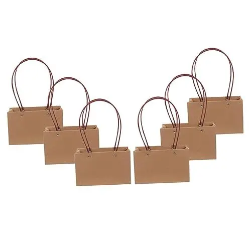 Produktbild: OATIPHO Tragbare Stilvolle Kraftpapier Blumenkorb Papiertüte 6er Set Blumenladen Hochzeitsdeko