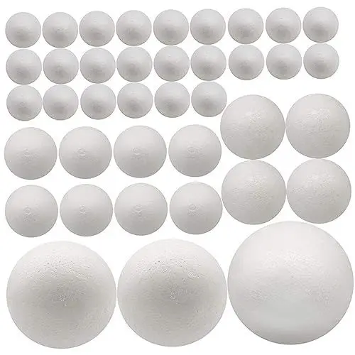 Produktbild: OATIPHO Hochzeitsdekoration 100st Weiße Schaumstoffkugel Hochzeitsschaumkugeln Holzräder Für Handwerk Dekorationshandwerk Schaumkugelverzierungen DIY Zubehör DIY-Kits Leere Kugel Kuchen