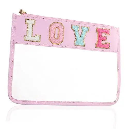 Produktbild: OATIPHO Reise Kosmetiktasche aus Wasserdichtem PVC Multifunktionale Taschen für Snacks und Toilettenartikel mit Reißverschluss für Reisen Camping und Fitness Transparent und Leicht Love